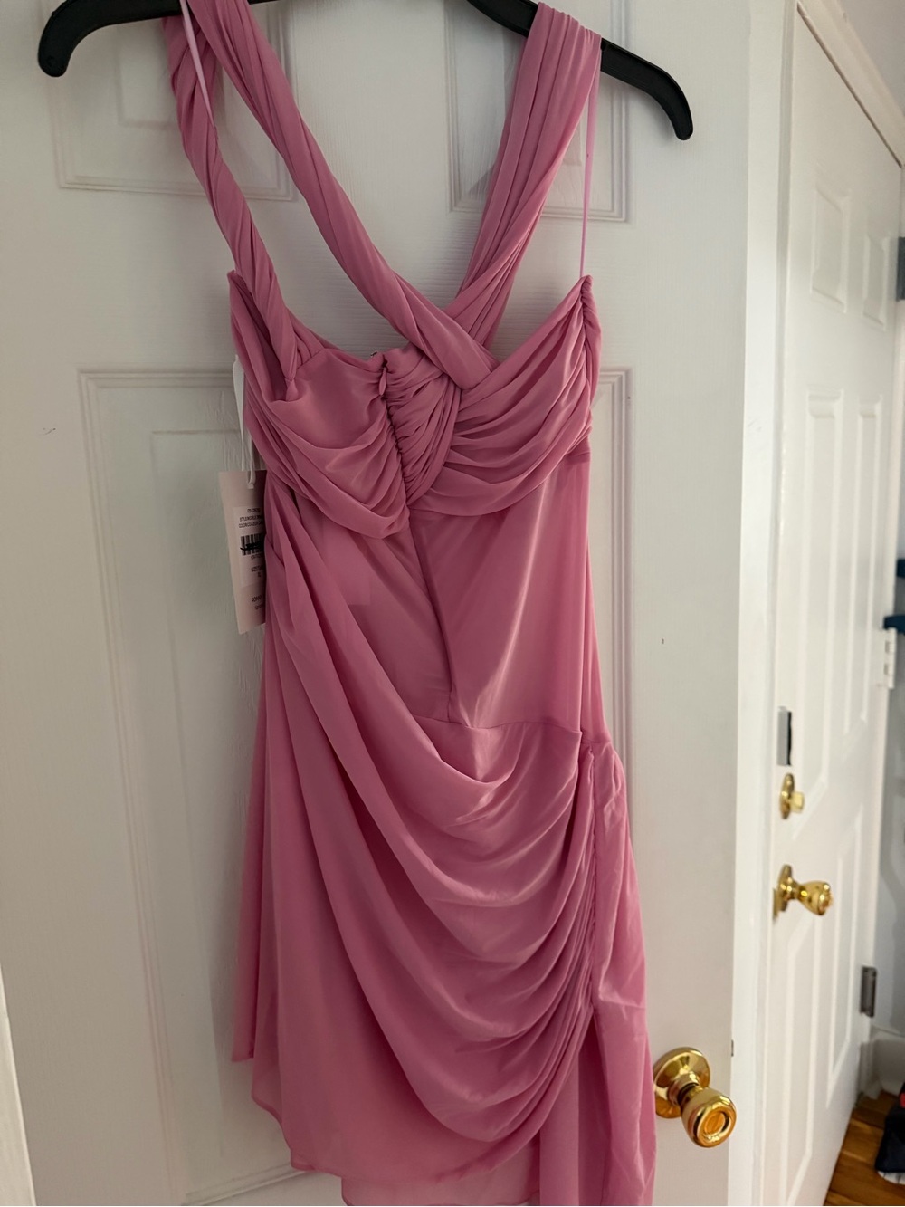 Ronny Kobo Collection Pink Asymmetrical Draped Cocktail Dress - Picture 2 of 4